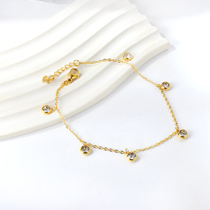 Fashion <b>Anklets</b> Stainless Steel Gold Plated Crystal Charm <b>Bracelet</b> For Women Elegant Jewelry Gift Accessory - Product Image 4