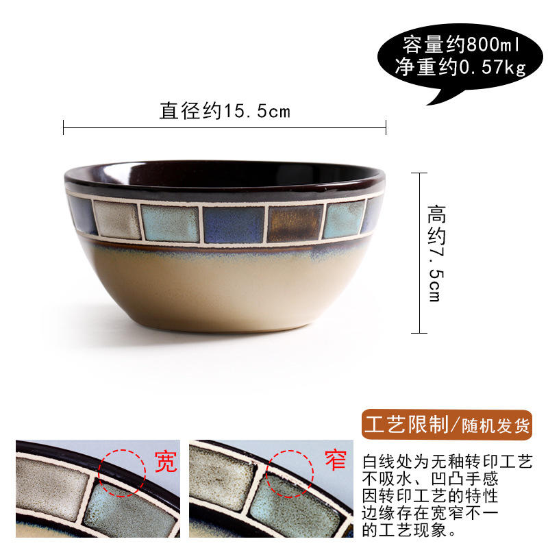 Blue check 6-inch bowl (15.5cm)G-092