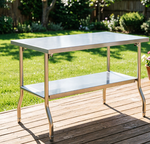 Mesa de Trabajo Plegable Moderna con Superficie de Acero Inoxidable Pulido, Superficie Higiénica Fácil de Limpiar, Segura para Preparación Directa de Alimentos - Product Image 5