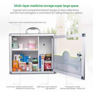 ארון אחסון קיר רב שכבתי מאלומיניום Glosen B014, ארון תרופות ביתי, עם ידית ומנעול - Product Image 3