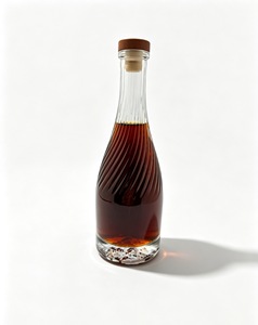Botella de Vidrio Transparente de Pared Gruesa y Resistente con Diseño Acanalado, 500ml 700ml 750ml, Boca Plana para Whisky, Ron, Tequila, <span class=keywords><strong>Ginebra</strong></span> - Product Image 2
