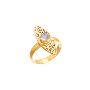 Dernier modèle Bague ajustable en argent sterling 925 plaqué or Vente en gros de bijoux en pierre de lune arc-en-ciel pour mariage - Product Image 1