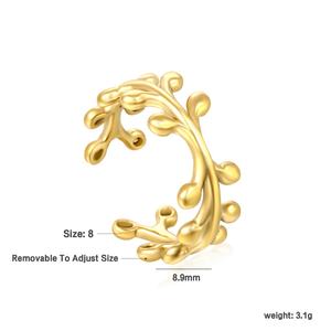 Anillos Minimalistas de Acero Inoxidable con Forma de Corazón y Flor, Joyería Ajustable al por Mayor, Anillo de Dedo Chapado en Oro de 18k Resistente al Agua para Mujer - Product Image 3