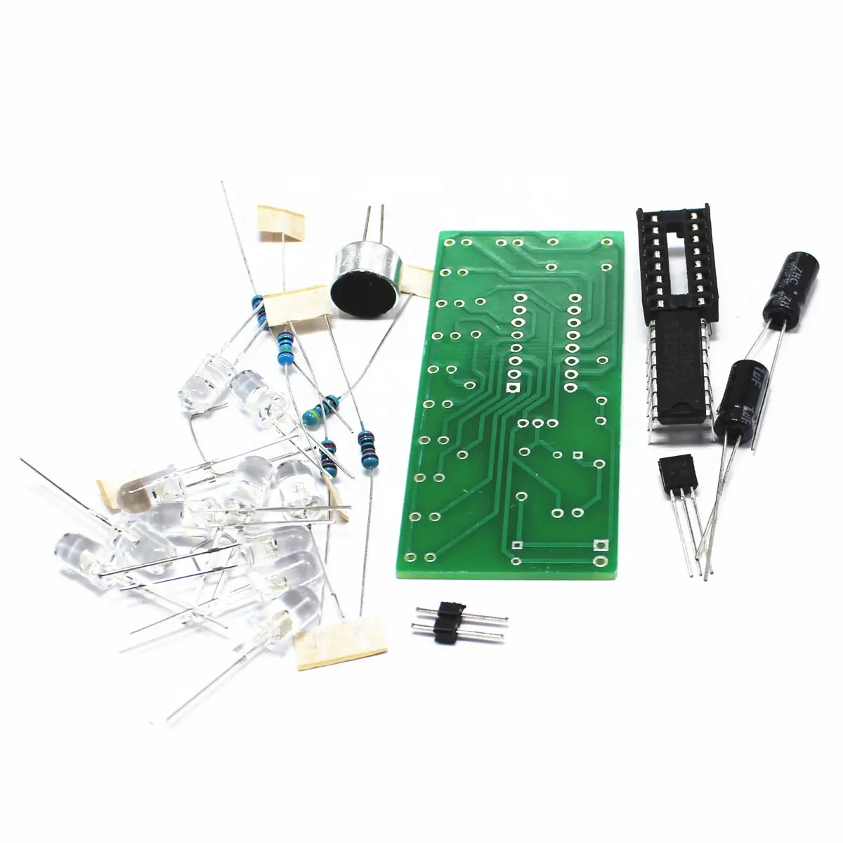 Taidacent CD4017 Educational Electronics Kit Voice-activated LED Light Part Colorful Light Control Kit Learn to Solder Kit