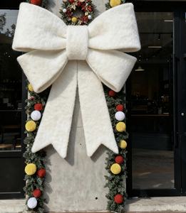 Géant Fluffy Fleece Christmas Bow Oversized Plush Xmas Decor for Mall Bakery Cruise Bookstore 2025 New Reusable Holiday Ornament - Product Image 6