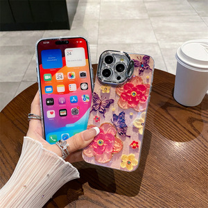 Custodia per <span class=keywords><strong>iPhone</strong></span> 16/15 Pro Max in PC con Protezione Anti-Caduta, Design Floreale Marino, Effetto Diamante <span class=keywords><strong>Arcobaleno</strong></span> di Lusso - Product Image 3