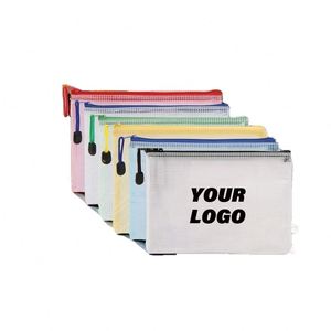 Pochette en PVC transparente, sacs en maille imperméables avec fermeture éclair pour les voyages, le bureau, l'école - Product Image 1