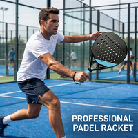 Raquette de padel en fibre de carbone mate avec logo personnalisé, légère, pour le beach tennis, avec grip antidérapant pour jeunes et cordon de sécurité pour le poignet