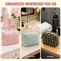 Sac de maquillage personnalisé Royal Fair en polyester avec fermeture éclair, poignée souple, grande capacité, écologique, étui de rangement cosmétique de voyage pour cadeau