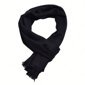 Écharpe/châle unisexe monochrome en laine/viscose double face teinte en fil pour l'automne/hiver, modèle transfrontalier CN - Product Image 5