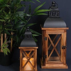 Lanternes à bougies en bois, porte-bougie, lanternes suspendues, lanterne vintage en bois - Product Image 2
