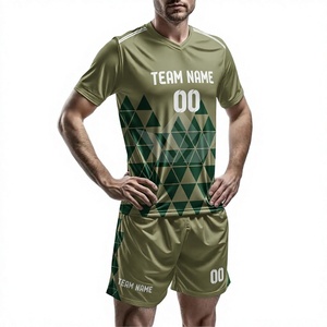 Conjunto de Camiseta de Fútbol Personalizada para Hombre, Estampado Geométrico, Cuello en V, Manga Corta, Absorbe la Humedad, 100% Poliéster, Personalizado con el Logotipo del Equipo - Product Image 1