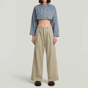 แจ็คเก็ตยีนส์วินเทจทรงหลวมแบบขายส่ง OEM ชายเสื้อฉีกขาด แขนยาว ครอปท็อป แจ็คเก็ตยีนส์ลำลองสำหรับผู้หญิง - Product Image 4