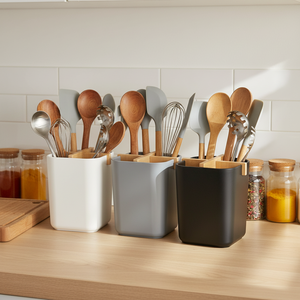 BAMBWARE Portapenne e Portaspazzolino Moderno Rettangolare in Fibra di Bambù Biodegradabile Senza Plastica <span class=keywords><strong>per</strong></span> Ufficio e <span class=keywords><strong>Bagno</strong></span> - Product Image 4