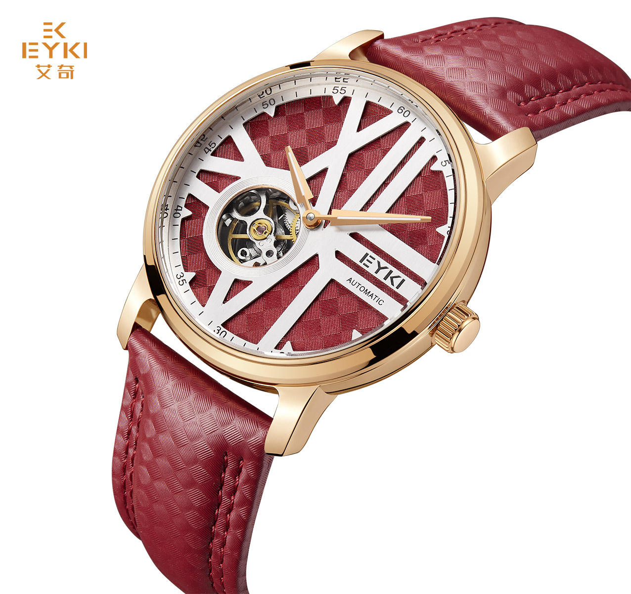 Alta calidad de lujo EIKI Marca Relojes Hombre resistente al agua de acero  inoxidable para hombre Relojes de pulsera automáticos