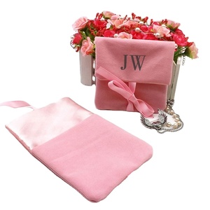 Custom <b>Pink</b> Velvet Suede Reusable Pouch Envelope Mini Dust Bag with Flap for Jewelry & Watch Packaging - Product Image 1