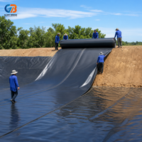 Bâche géomembrane HDPE anti-UV pour bassin à poissons, 0,5 mm, noire, en rouleau, imperméable, pour aquaculture, élevage de crevettes, revêtement de bassin de barrage