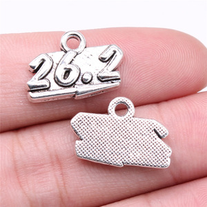 Gangan 19x13mm 1.8g Antique Silver Material Wholesale Sports Music 26.2 Marathon Pendant - Product Image 1