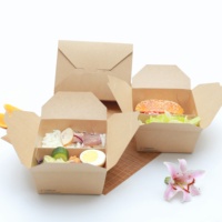 Boîte alimentaire pliable en papier kraft avec couvercle intégré, conteneur jetable pour salades, riz, pâtes, restauration et traiteur