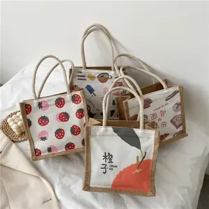 Bolsos de mano DICHOS para mujer, bolso Bento de lona de dibujos animados japoneses de gran capacidad, bolso de mano de un solo hombro para mujer, diseño Simple