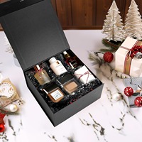 Boîtes cadeaux magnétiques auto-établissantes écologiques noires avec couvercles pour bougies, anniversaires, fête des mères - Emballage en vrac personnalisable avec ruban