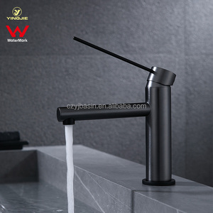 <span class=keywords><strong>Robinet</strong></span> de lavabo rond en laiton YINGJIE WaterMark, monotrou, noir mat, haut, pour salle de bain - Product Image 1