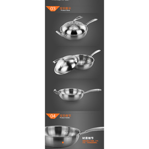 Wok de Acero Inoxidable 304 de Tres Capas, Antiadherente y Sin Humo, Diseño de Cola de Pato para una Cocina Saludable - Product Image 2