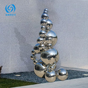Stainless Steel Mirror Ball Sculpture 950*650*1620mm Irregular Outdoor Garden Ornament - Product Image 1