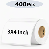 Label Thermal Putih Ukuran 3x4 Inch, Tahan Air dan Minyak, Stiker Barcode Perekat, 400 Lembar untuk Pertanian dan Persemaian