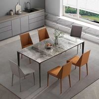Ensemble table et chaises de salle à manger de style italien minimaliste moderne, table rectangulaire en alliage d'aluminium, 2 places, pour salon, petite taille