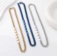 Collier chaîne cubaine en acier inoxydable unisexe 55 cm 8 mm, bijoux de mode, stations géométriques, plaqué or 18 carats, vente en gros