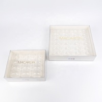 Boîte cadeau en plastique pour macarons français, personnalisée, 12 ou 24 paquets, avec inserts, pour pâtisserie, desserts, biscuits, conteneur transparent en PET