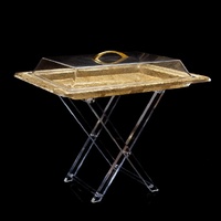 Ensemble de table en acrylique argenté Vague, composé de quatre pièces : une table ronde et une table rectangulaire