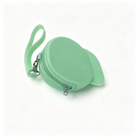Mini sac à monnaie en silicone unisexe avec fermeture éclair, style casquette de baseball, motif dessin animé coréen mignon, couleur bonbon, pour clés et monnaie