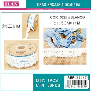 Strisce di pizzo Iln 1,5 cm x 11 m bianche per lavori artigianali e cucito - Product Image 3