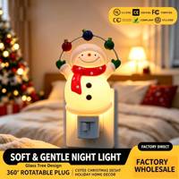 Décorations de Noël en plastique ABS, bonhomme de neige, lumière LED nocturne, éclairage décoratif à brancher, décoration de maison pour les fêtes, lumière douce et chaude, lampe féerique
