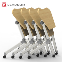 Table de formation pliable multi-positions LEADCOM LS-424BS, design moderne, à plateau rabattable trapézoïdal, pour bureau