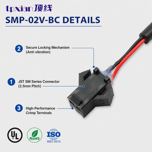 定制 JST SM 2P 线束 2.5mm 间距 2 针连接器，带安全锁扣信号电缆 - Product Image 2