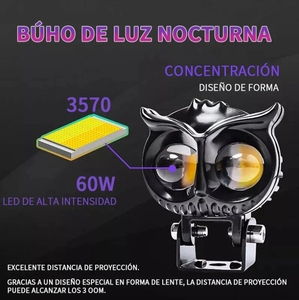 Phare LED de <span class=keywords><strong>moto</strong></span> double couleur blanc-jaune, design hibou, 2 lentilles, étanche IP67, pour accessoires <span class=keywords><strong>moto</strong></span> - Vente chaude - Product Image 2