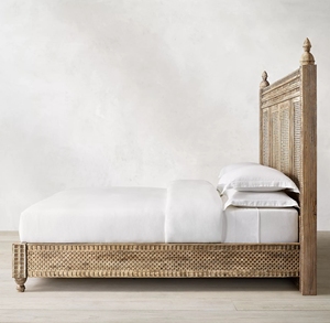 Cama Doble de Madera Maciza de Estilo Rústico Americano, Diseño Retro de Madera Maciza, Muebles Personalizables para Dormitorio, Resort, Hotel, Villa - Product Image 3