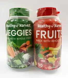 OEM Label pribadi alami kering campuran buah dan sayuran kapsul seluruh makanan suplemen dengan makanan super untuk wanita pria dan anak-anak