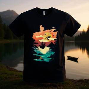 T-shirt Sea Of Shadows Nera da uomo con scollo rotondo, maglietta promozionale - Product Image 3