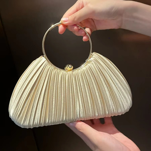 Nouvelle Pochette de Soirée Classique Premium en Polyester à Volants, Forme Cercle, Sac à Bandoulière ou Sac Croisé pour Fête - Product Image 5