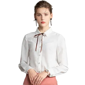 Pure Buttons Design Frauen Tops Shirts und Blusen Solid Office Lady Special Woman Bluse