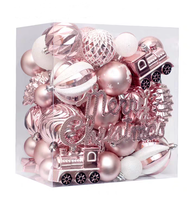 Décorations de Noël en plastique peint de luxe, 65 pièces, vente en gros de l'usine de Yiwu, OEM & ODM bienvenus, emballées en boîte, ornements de Noël