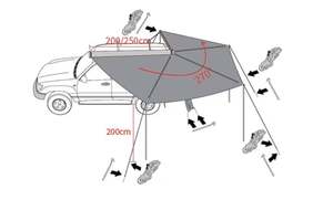 Usine personnalisée 4x4 côté voiture 270 degrés auvent tente de <span class=keywords><strong>Camping</strong></span> en plein air avec salle d'annexe-pas cher bon <span class=keywords><strong>prix</strong></span> autoportant - Product Image 6