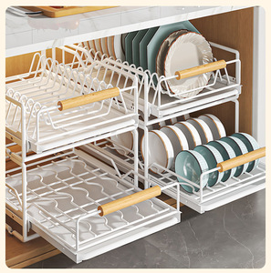 Moderno <span class=keywords><strong>Escurridor</strong></span> de Platos Extraíble con Bandeja Deslizable, Organizador de Gabinete de Cocina que Ahorra Espacio - Product Image 6