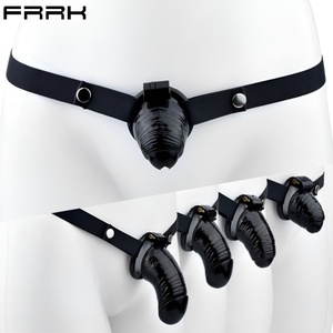 Jaula de Castidad de Resina Negra con Forma de Pene Simulado, Jaula de Restricción Masculina con Orificio para Orinar, Jaula de Castidad Masculina, Juguete Sexual al por Mayor - Product Image 1