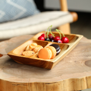 Handmade Wooden Dessert Plate Divider Fruit <b>Tray</b> Bamboo <b>Large</b> 22x32cm Natural Style Household Serving <b>Trays</b> - Product Image 4