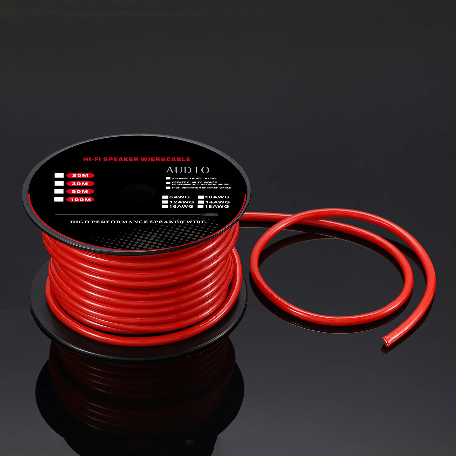 Dây Cáp Điện Mặt Đất 4AWG 6AWG 8AWG 10AWG Bằng Đồng Hoặc CCA Dây Cáp Ắc Quy Màu Đỏ Dây Điện Ô Tô RV, Bộ Khuếch Đại Xe Hơi